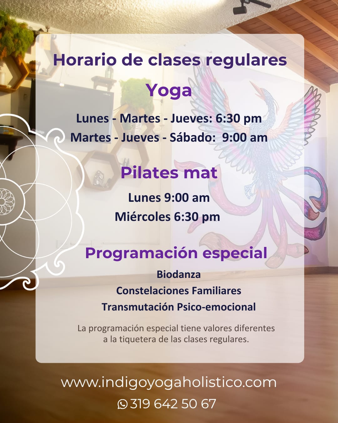 Tiquetera de clases - Índigo Yoga Holístico