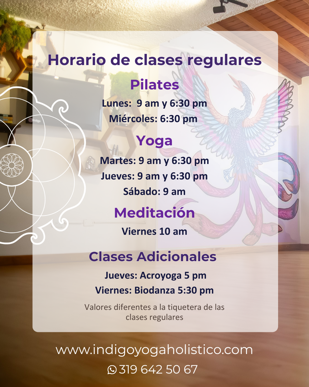 Horarios - Índigo Yoga Holístico